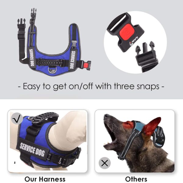 Lulala Service Dog Harness, Large Medium Small Dog No-Pull Reflective Vest,Breathable Adjustable Pet Harness with Piastic Handle for Outdoor Walking -with On Off Locker(Blue L)