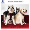 A+a Pets' Sequins Set of 5- Harness, Leash, Collar, Bow & Poo Bag Pouch for Dogs and Cats (2XL, Red)