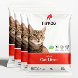 Hipkoo Exclusive Cat Litter 20Kg 100% Natural Unscented Bentonite Clay Dust Free Fragrance Free Absorbent Eco-Friendly Sand for All Breeds of Cats 4 Packs of 5 Kgs (Combo)