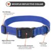 712z46042UL._SL1500_.jpg Wooflix Reflective Leash & Collar Combo Set for Medium Large Dogs Durable Strong Dog Collar Belt & Dog Leash for Medium & Large Dogs Training & Walking Lead Dog Leash (Blue Reflective, Medium)