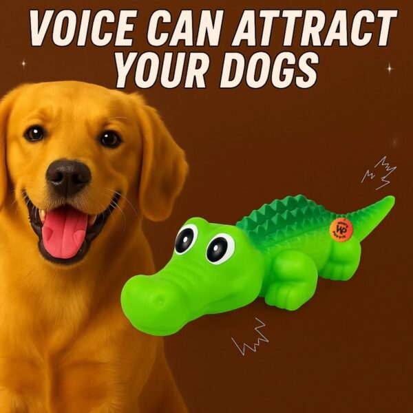 What's Poppin Crocodile Squeaky Dog Toy for Chewing, Fetch & Interactive Play | Textured Pet Toy for Dogs & Puppies | Built-in Squeaker, Gum Massage & Dental Care | Fun Alligator Chew Toy for Pets