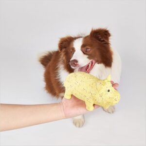 BarkButler x FOFOS Latex Ox Squeaky Dog Toy - 100% BarkButler x FOFOS Latex Ox Squeaky Dog Toy - 100% Natural Rubber & Squeaky Toys for Dogs, Lightweight Dog Toys for Medium Dogs (0-20kgs) - Yellow
