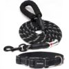 WOOFLIX Reflective Dog Leash And Collar Combo Set|Dog Collar & WOOFLIX Reflective Dog Leash And Collar Combo Set|Dog Collar & Anti Slip Padded Handle Leash For Dogs|Highly Reflective|Dog Rope For Medium & Large Dogs|(Leash 6.5 Ft. + Collar Xl, Black, 18 Cm)