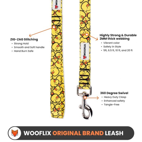 713bR5fC68L._SL1500_.jpg Wooflix Heavy Duty Nylon Dog Leash | Anti Slip Padded Handle Long Dog Leash | Highly Reflective Leash for Dogs | Dog Rope for Medium & Large Dogs | Dog Training Leash | (Yellow Duck, 5 Feet Long)