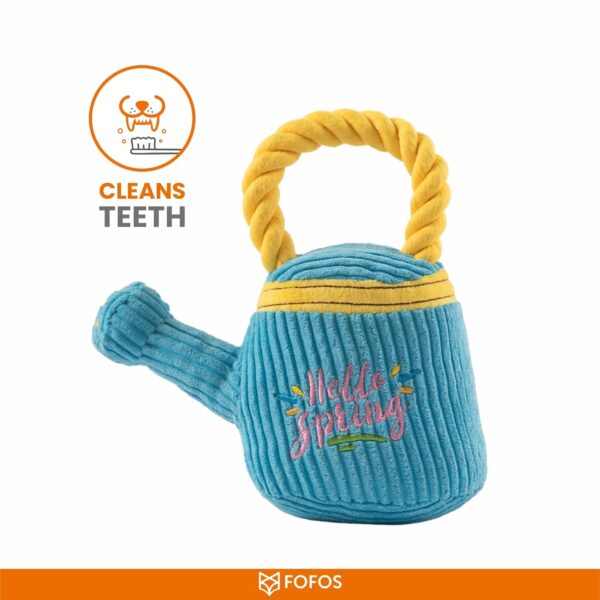 BarkButler x FOFOS Garden Watering Can Plush - Soft & Squeaky Toys for Dogs, Dog Toys for Medium Dogs (0-20kgs) - Blue & Yellow