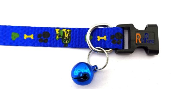 RvPaws 15 MM Paw/Bone Printed Soft Nylon Collar Belt and Leash Set for Small Breed Dog and Puppies - Blue