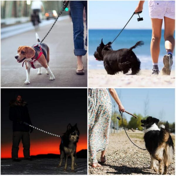 Heavy Duty Nylon Dog Leash, Anti Slip Padded Handle Long Dog Leash, Highly Reflective Leash for Dogs, Dog Rope for Small & Medium Dogs, Dog Training Leash, Black, 10MM 5 Feet Long.