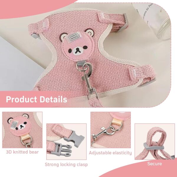 713wkZ5SJWL._SL1500_.jpg Pink M-Size Cat Harness & Leash Set | Adjustable Linen Vest for Cats Up to 15 lbs | 22-50 Cm Chest & 22-32 Cm Neck | 120 Cm Ultra-Light 66g Design