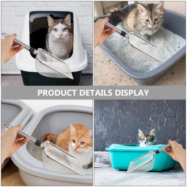 Cat Litter Scooper, Stainless Steel Cat Litter Scoop for Cats and Small Pets, Durable Waste Removal Tool with Comfortable Handle, Easy to Clean for Cat Litter and Reptile Terrariums