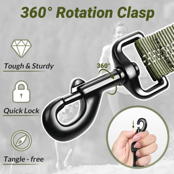 714s-Fa5J5L._SL1500_.jpg Hank Military Dog Leash | Heavy Duty Metal Hook | 3M Reflective | Stretchable Large Rope | Soft Double Handle | Suitable for Training, Walking, Adventure (Army Green 6 Feet)
