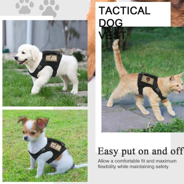 714xIo2kiL._SL1080_.jpg Tactical Cat Small Dog Harness with Escape Proof Adjustable Pet Vest Harness, Soft Mesh with Control Handle, Gift with Patch Military Style Harness (Large,Khaki)