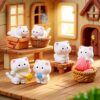 9 Pcs Miniature Decorative Items, Cute Fish Dried Cat Figurines for Home Decor, Garden Ornaments, Dollhouse Accessories, Gift Giving, White