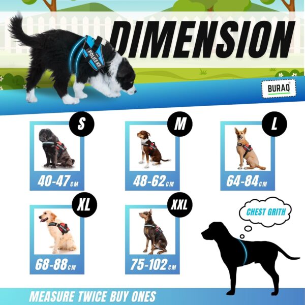 715gpHU0ywL._SL1500_.jpg Buraq Pets Police K9 Dog Harness, No Pull Reflective Dog Vest Oxford Fabric, Soft Padded Easy Control Dog Chest Belt, No More Pulling Or Choking for Large Medium & Small Dogs (Black - XXL)