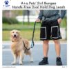 7161Olz47vL._SL1500_.jpg A+a Pets’ 2in1 Bungee Hands-Free Dual Hold Dog Leash | Waist Body Elastic Leash for Running | Adjustable Lightweight Nylon Waterproof Multi-Function Belt Lead (Green)