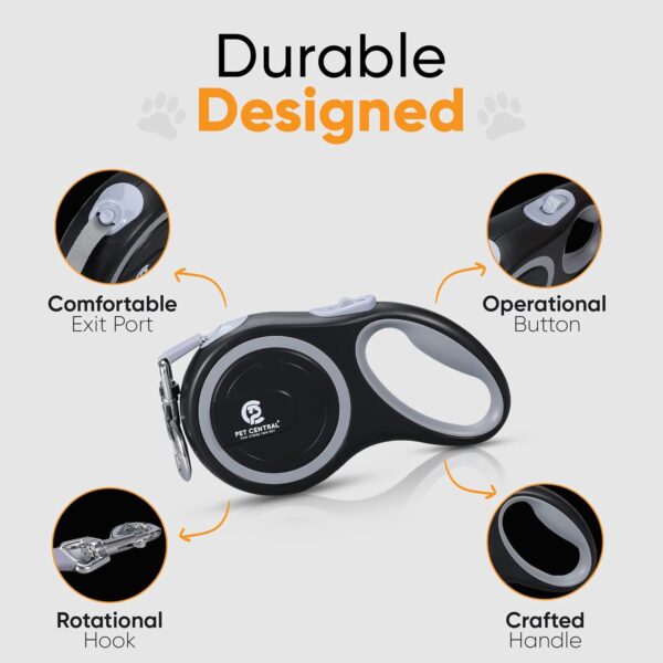 7161XKKCuOL._SL1500_.jpg Retractable Dog Leash - 16 Feet Quick-Lock Nylon Tape Dog Chain - 360° Tangle-Free, Anti-Slip Cat & Dog Rope - Small, Medium, Large (Up to 110Lbs/50Kg), Black, 5M