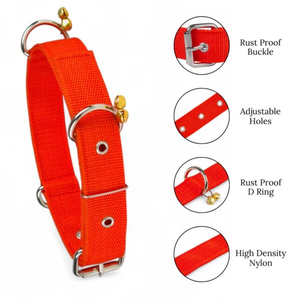 Dog Collar Belt and Leash Set for Large Dogs, Dog Stylish Nylon Leash Belts with Bell - Labrador, Golden Retriever, Pitbull, German Shepherd, Husky, Doberman (Large, Red)