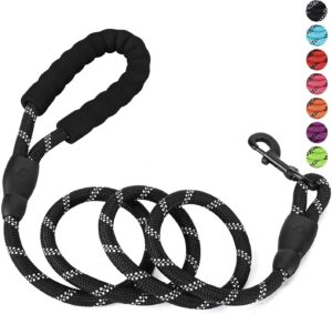 Petology Dog Leash 4FT Long, 1cm Thick Reflective Heavy Duty Petology Dog Leash 4FT Long, 1cm Thick Reflective Heavy Duty Rope with Anti-Slip Padded Handle for Small Dogs