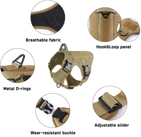 Dog Harness No-Pull Pet Harness Adjustable Outdoor Pet Vest 3M Reflective Oxford Material Vest for Dogs Easy Control for Small Medium Large Dogs (Tactical Black, Small (Harness + Leash))