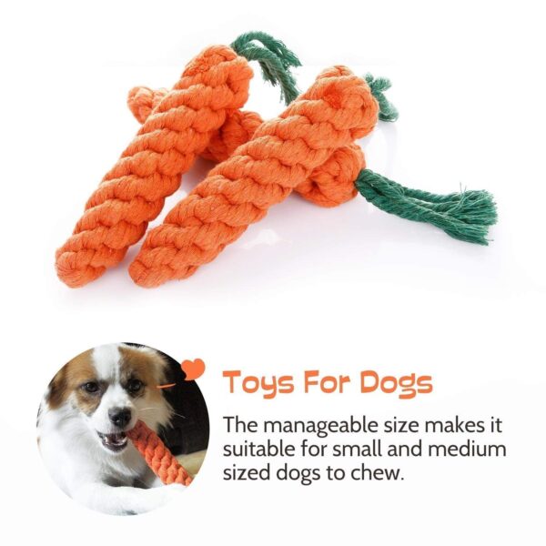 Dog Trust Durable Orange Carrot Knotted Cotton Rope Toys for Teeth Cleaning and Chewing, Small & Medium Dog/Cat/Puppy (Multicolour).