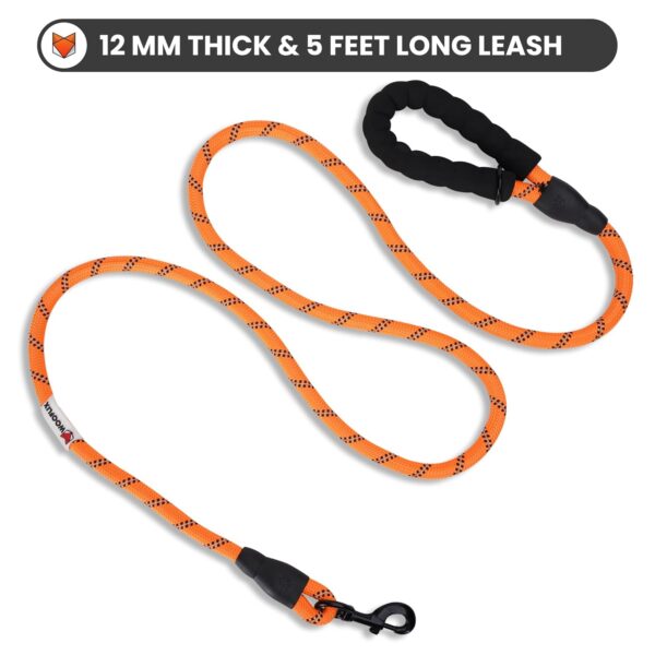 717eraTHEHL._SL1500_.jpg Wooflix Heavy Duty Nylon Dog Leash | Anti Slip Padded Handle Long Dog Leash | Highly Reflective Leash for Dogs | Dog Rope for Medium & Large Dogs | Dog Training Leash | (Orange, 5 Feet Long)