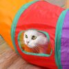 Foodie Puppies 3 Way Rainbow Cat Tunnel Toy - Foldable Interactive Pet Play Tunnel with Hanging Ball for Cats, Kittens, Rabbits, and Guinea Pigs | Indoor/Outdoor Puzzle Exercising Hiding Training Toy