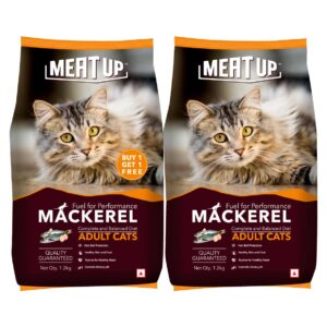 Meat Up Adult Dry Cat Food Mackerel 1.2kg (Buy 1 Meat Up Adult Dry Cat Food Mackerel 1.2kg (Buy 1 Get 1), Total 2.4kg