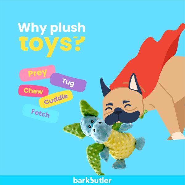 718W9fwAXL._SL1500_.jpg BarkButler Pookie The Dragon Plush Dog Toy - Soft & Squeaky Toys for Dogs, Dog Toys for Large Dogs (10-30kgs) - Blue