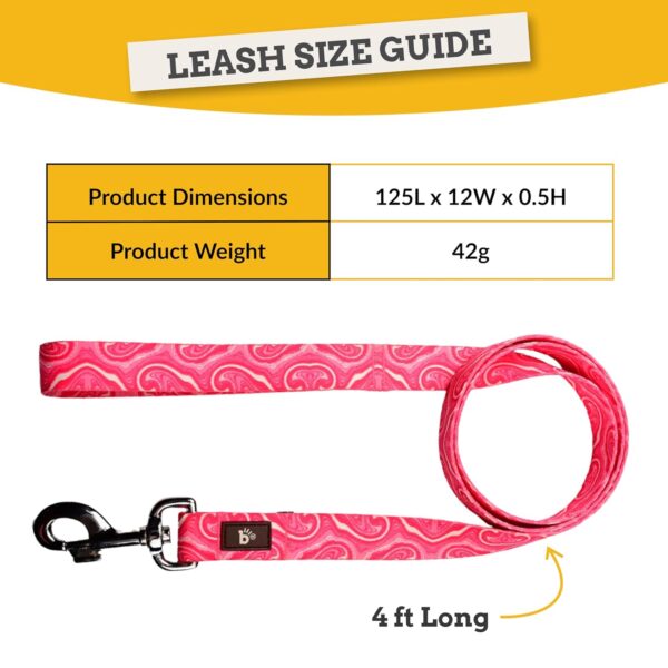 Bark Basket 'Puppy Blush' Dog Leash for Large Dogs | Durable, Lightweight & Strong Charming Baby Pink Print Dog Leash with Comfortable Handle | Leash Size: Large, (4ft Long, 1 Inches Wide)