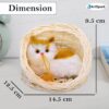 Cute Cat in Basket Toy – Plush Cat with Wool Ball for Kids, Realistic Sitting Cat Pet Toys for Girls & Boys Home Décor & Gifting