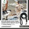JAPIN Nylon Rope Dog Cord Leash Training Leash for Small to Large Dogs with Heavy Duty Hook (12 MM)