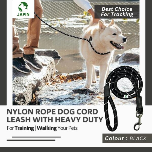 JAPIN Nylon Rope Dog Cord Leash Training Leash for Small to Large Dogs with Heavy Duty Hook (12 MM)