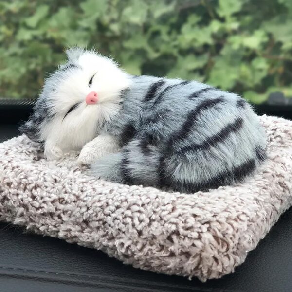 ascension Sleeping Cute Cat for Car Dashboard with Activated Carbon ascension Sleeping Cute Cat for Car Dashboard with Activated Carbon Toy Decorative Showpiece Car Accessories Interior Dashboard Décor Stuffed Animal Fur Soft Toys for Good Gifts (Design 3)