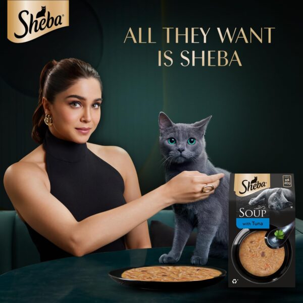718ZrIZX5oL._SL1500_.jpg Sheba Soup with Tuna Adult Wet Cat Food, 160g (4 x 40g), Finely Sliced Pieces of Tuna in Smooth, Silky and Velvety Broth (Pack of 4)