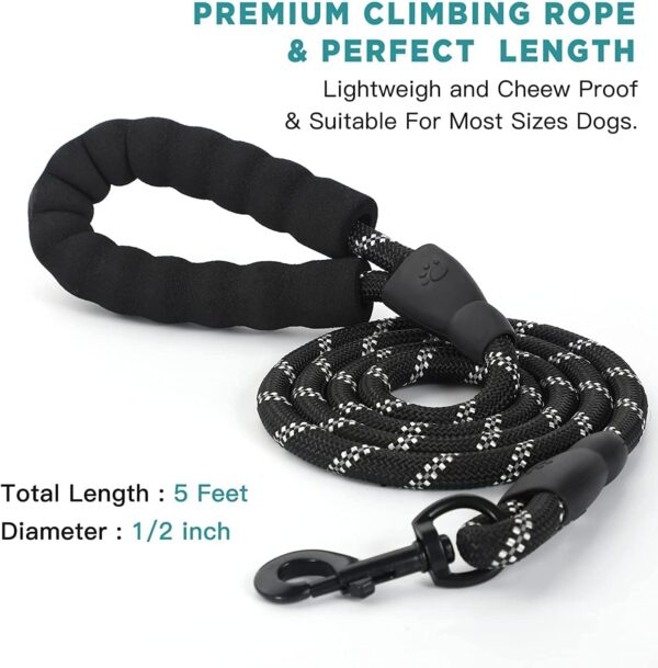 Pull Dog Harness Adjustable Easy Control Medium Large Dog Harness with A Free Heavy Duty 5ft Dog Leash, Dogs Neck Collar with Personalized Dog Name, Highly Reflective Rope Cord Training Leash