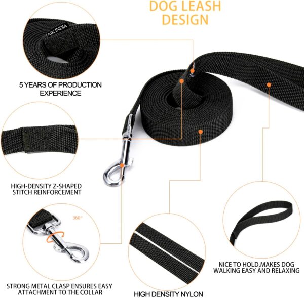Dog Collar Belt and Leash Set for Large Dogs, Dog Stylish Nylon Leash Belts with Bell - Labrador, Golden Retriever, Pitbull, German Shepherd, Husky, Doberman (Large, Black)