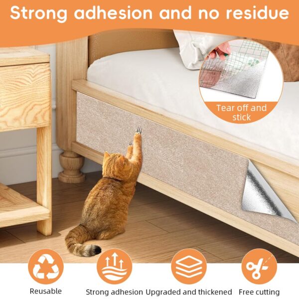 Qpets® Cat Scratch Pad, Scratching Pad for Cats, Wall Cat Scratcher Mat, Cuttable Adhesive Pet Scratching Mat for Wall, Cabinet, Couch, Floor (40x100cm)