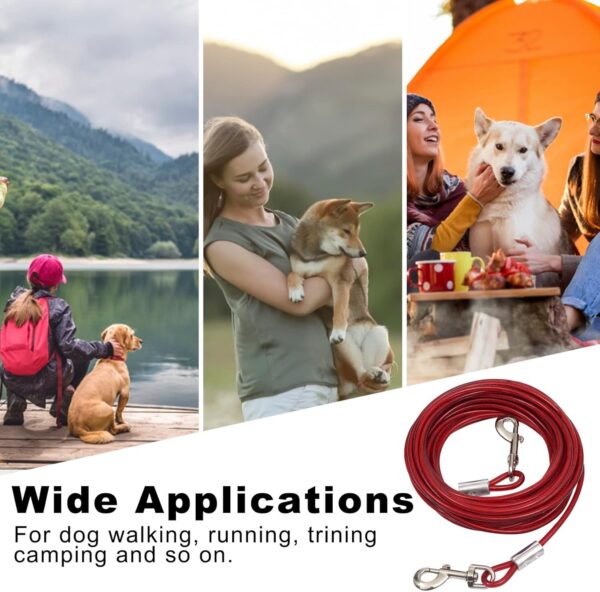 719h2IGtykL._SL1500_.jpg 10-FEET (5MM) Heavy-Duty Tie Out Cable Leash for Dogs Up to 35kg, Long Dog Cable Leash with PVC Coating, Dogs Chains for Outside and Indoor Durable Dog Runner Tether Line for Yard (Red)