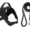 Dog Trust Soft and Durable K9 Police Dog Harness Vest with Black Rope Leash and Loop Straps and Handle and Adjustable (Black)
