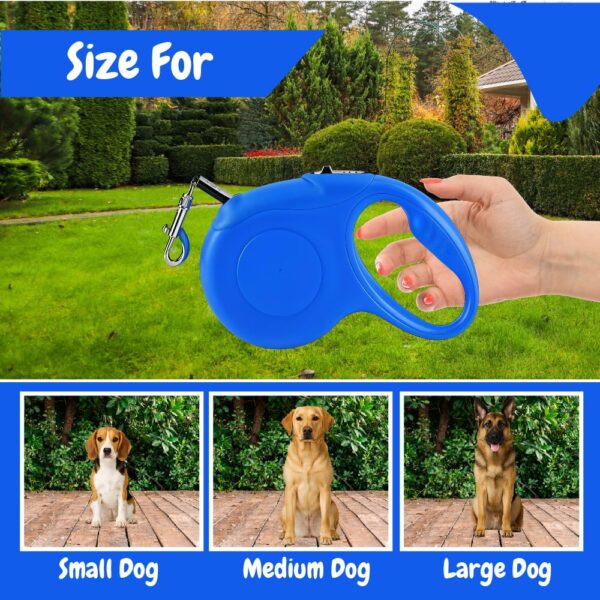 719x9ICLywL._SL1000_.jpg Retractable Dog Leash| Heavy Duty 3 Meter| 360°Tangle Free| Strong Nylon Tape with Anti-Slip Handle| One Click Bracke Lock for Dogs Upto 50kgs (Blue)