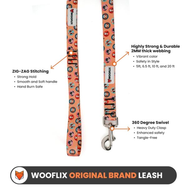 71A6goeF60L._SL1500_.jpg Wooflix Heavy Duty Nylon Dog Leash | Anti Slip Padded Handle Long Dog Leash | Highly Reflective Leash for Dogs | Dog Rope for Medium & Large Dogs | Dog Training Leash | (Dogo Orange, 5 Feet Long)