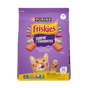 Purina Friskies Surfin' Favourites Adult Dry Cat Food, 6kg, Contains Purina Friskies Surfin' Favourites Adult Dry Cat Food, 6kg, Contains Mackerel, Tuna, Salmon & Sardine Flavours