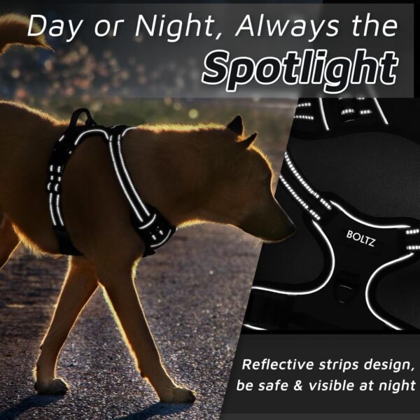 BOLTZ Extra Large Dog Harness with Night Reflective Strips, Double Chest Support, Adjustable Straps, Mesh Padding for Comfort, Secure Fit for XL Breeds, Chest Size Upto 50 Inch, 10M Visibility