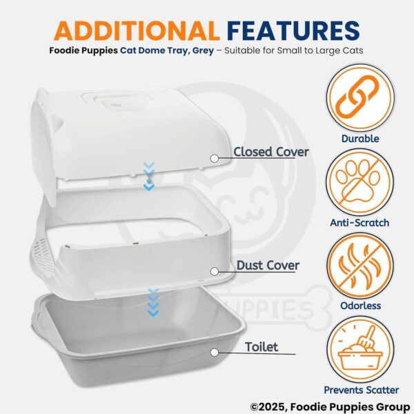 Foodie Puppies Litter Box with Scooper (Dome Cat Tray) (38 x 26 x 36 cm) | Training Cat Litter Tray for Small to Medium Cats, Kittens, and Puppies | Potty/Poo Training Box with Door & Handles