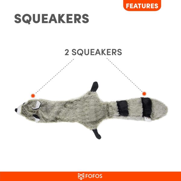 BarkButler x Fofos Skinneez Stuffing Free Raccoon - Soft & Squeaky Toys for Dogs, Dog Toys for Large Dogs (5-30kgs) - Grey