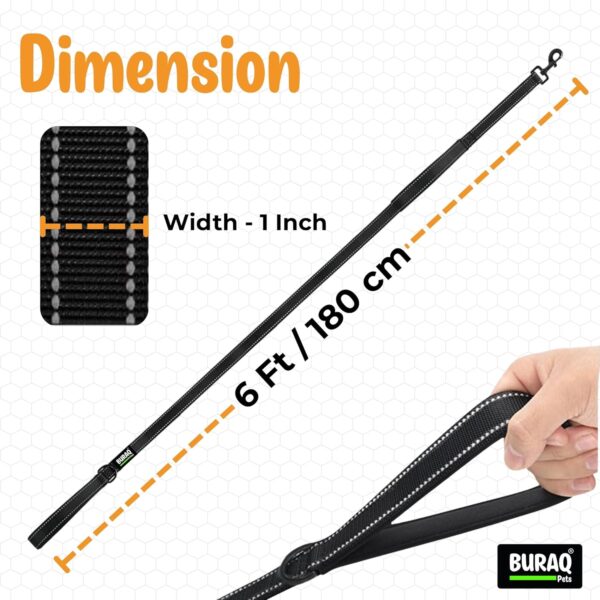 71AWem4ko2L._SL1500_.jpg Buraq 6FT Reflective Double Handle Dog Leash, Dual Padded Handles for Control & Comfort, Strong Clip Lead for Walking, Training & Safety