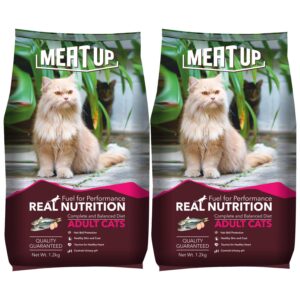 Meat Up Adult Dry Cat Food, 1.2 Kg (Buy 1 Meat Up Adult Dry Cat Food, 1.2 Kg (Buy 1 Get 1 Free ), Total 2.4 kg Pack