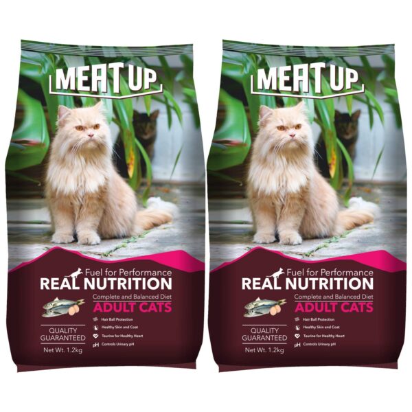 Meat Up Adult Dry Cat Food, 1.2 Kg (Buy 1 Get 1 Free ), Total 2.4 kg Pack