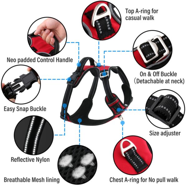 71Arupwc4gL._SL1200_.jpg HANK Dog Harness | 3M Reflective | Body Vest for Small Dogs | Soft Comfortable | Adjustable Buckles | No Pull Harness for Training, Walking (Red - S (4-13Kg)