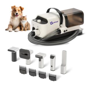 All-in-One Pet Grooming Kit & Vacuum Suction for Dogs & All-in-One Pet Grooming Kit & Vacuum Suction for Dogs & Cats, 650 W, 26000Pa Ultra Powerful with 5 Accessories, Clippers & Trimmer, 1.8L Bin, For Pets of all Breeds & Sizes, 12 M Warranty