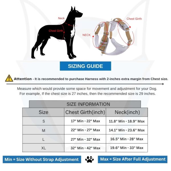 HANK Dog Harness | 3M Reflective Strap | Dog Body Vest for Medium Dogs | Soft Comfortable Padded | Anti Pull Harness for Walking, Training (Khaki - Grey - M (14-22Kg)